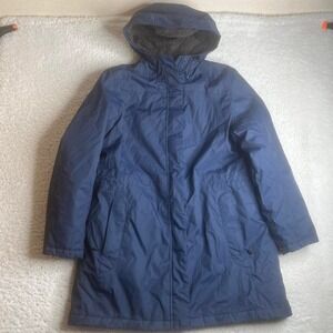 L.L. Bean women blue winter warmer coat fleece lined hood quilt parka 271139‎ xl